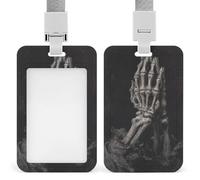 Praying Skeleton Hands Dark Fantasy ID Badge Holder Retractable Clip Card Holder Card Protector Name Badge Name Tag for Work Office Doctor Nurse