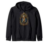 Praying Virgin Mary Art Deco Catholic Sacred Icon Artwork Zip Hoodie