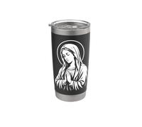 Praying Virgin Mary Catholic Devotional Sacred Line Art Stainless Steel Insulated Tumbler