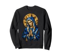 Praying Virgin Mary Geometric Sacred Catholic Icon Art Sweatshirt