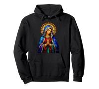 Praying Virgin Mary Stained Glass Catholic Devotion Icon Pullover Hoodie