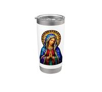Praying Virgin Mary Stained Glass Catholic Devotion Icon Stainless Steel Insulated Tumbler