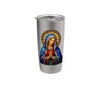 Praying Virgin Mary Stained Glass Catholic Devotion Icon Stainless Steel Insulated Tumbler