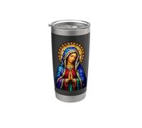 Praying Virgin Mary Stained Glass Catholic Devotion Icon Stainless Steel Insulated Tumbler