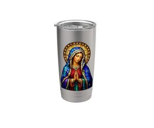 Praying Virgin Mary Stained Glass Catholic Devotion Icon Stainless Steel Insulated Tumbler