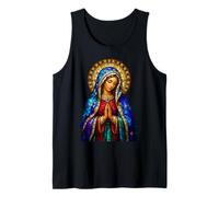 Praying Virgin Mary Stained Glass Catholic Devotion Icon Tank Top