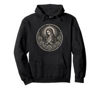 Praying Virgin Mary With Roses Engraved Catholic Medallion Pullover Hoodie