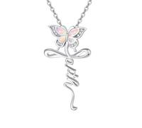 praymos 925 Sterling Silver Cross Necklace for Women Faith Crucifix Butterfly Pendant Necklaces Simple Jewelry Gifts