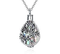 praymos Ashes Necklace Cremation Jewellery Urn Necklace for Ashes Tree of Life Teardrop Pendant Memorial Keepsake 925 Sterling Silver Necklaces Gift for Women