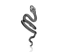 praymos Black Snake Ring for Men, 925 Sterling Silver Gothic Open Adjustable Thumb Ring, Vintage Retro Snake Band Rings Punk Animal Statement Jewelry Gift for Women Boys