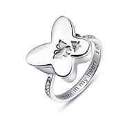 praymos Cremation Ring 925 Sterling Silver Forever In My Heart Butterfly Urn Ring Memorial Finger Jewellery Keepsake for Pet Human Ashes (Butterfly Urn Ring)