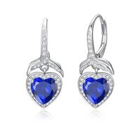 PRAYMOS Heart Earrings for Women Sterling Silver Birthstone Earrings for Women Small Silver Hoop Earrings Mother's Day Gifts