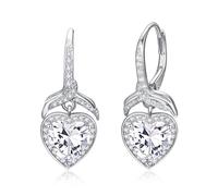 PRAYMOS Heart Earrings for Women Sterling Silver Birthstone Earrings for Women Small Silver Hoop Earrings Mother's Day Gifts