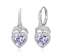 PRAYMOS Heart Earrings for Women Sterling Silver Birthstone Earrings for Women Small Silver Hoop Earrings Mother's Day Gifts