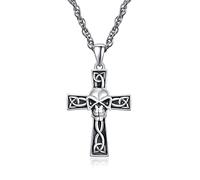 praymos Silver Cross Necklace 925 Sterling Silver Crucifix Faith Celtic Knot Pendant Necklace for Women Girls Christian Religious Jewellery Necklace Birthday