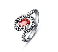 praymos Vintage Double Snake Ring 925 Sterling Silver Red Garnet Retro Punk Finger Rings Personalized Gothic Jewellery Gift for Women Men Unisex (O Size-7)