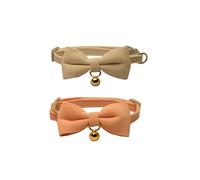 Prazcci Cat Collar,for All Life Stages,Breakaway Safe Release Buckle,Jingle Bell,Bow Tie(White+Pink)