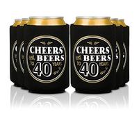 Prazoli 40th Birthday Can Coolers (12 Pack) - Happy 40 Birthday Decorations for Men, Cheers and Beers to 40 Years, Happy 40th Birthday Party Favors, Over The Hill Birthday Decorations 40th Party
