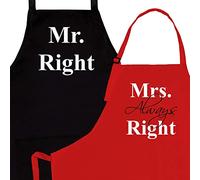Prazoli His and Her Aprons - Mr & Mrs Right Couples Engagement & Wedding Gift, Cute Bridal Shower &, Housewarming Gift