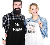 Prazoli His and Her Aprons - Mr Right Mrs Always Right Couples Engagement & Wedding Gift, Cute Bridal Shower &, Housewarming Gift for New Home & Newlywed