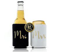Prazoli Wedding Can Coolers Mr and Mrs Gifts - Just Married Decorations , Wedding Day & Honeymoon Essentials , Presents for Newlywed Gifts for Couples , Wedding Gifts for Bride to Be and Groom