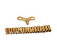 PRAZTECH® 18-Size Solid Brass Clock Winding Key Set - Includes Sizes 000 to 15, Durable Metal Construction, Ideal for Grandfather, Wall & Mantel Clocks