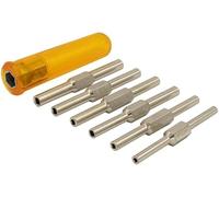 PRAZTECH® Clock Mainspring Let-Down Key Tool Kit | Includes 6 Double-Ended Chuck Rods (12 Arbor Sizes) + Ergonomic Handle | Clock Winding Arbor Release Tool for Watchmakers & Repair