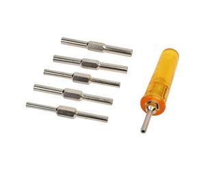 PRAZTECH® Clock Mainspring Let-Down Key Tool Kit | Includes 6 Double-Ended Chuck Rods (12 Arbor Sizes) + Ergonomic Handle | Clock Winding Arbor Release Tool for Watchmakers & Repair