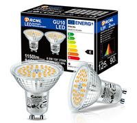 PRCNL GU10 LED Bulbs 8.5W Warm White 2700K, 125W Halogen Lamp Equivalent, AC 230V 940 Lumen, Non Dimmable No Flicker PAR16 Spotlight, 120° Beam Angle Energy Efficient Reflectorlamp, Pack of 2