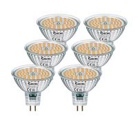 PRCNL GU5.3 LED Bulbs 6.5W Warm White 2700K, 50W Halogen Lamp Equivalent, AC/DC 12V, 615 Lumen, Non Dimmable No Flicker MR16 Spotlight, 120° Beam Angle Energy Efficient Reflectorlamp, Pack of 6