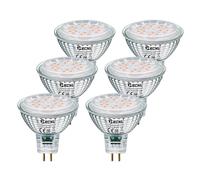 PRCNL GU5.3 LED Bulbs 6.5W Warm White 3000K, 50W Halogen Lamp Equivalent, AC/DC 12V, 610 Lumen, Non Dimmable No Flicker MR16 Spotlight, 38° Beam Angle Energy Efficient Reflectorlamp, Pack of 6