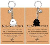 PRCOLUX Funny Cute Ghost Keychain Gifts for Sisters Boyfriend Girlfriend Couple Halloween Christmas Birthday Graduation Gifts, Silver, Default
