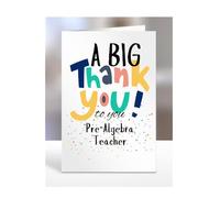 Pre-Algebra Teacher card, Thank You, Thanks, Thankyou, Miss you Goodbye, Farewell, Gifts for men, women, presents for Christmas, female, male, A5-150_138