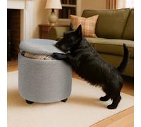 Pre-Assembled 45Cm Premium Boucle Footstool With 42L Storage, Grey Upholstered Ottoman Stool, Froppi Padded Vanity Stool