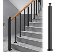 Pre Assembled Indoor Stair Railing Columns, Heavy Duty Staircase Post/Barandas para Escaleras, Outdoor Decor Balisters Stair Railing for Concrete Steps(Black,95cm/38in(H))
