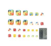 Pre-Assembled Nails for Women | Decorative Nail Covers for Summer Recyclable, Decorated Stickers for Adults, Hobbies, Family, Beach and Friends with Pedicure Style