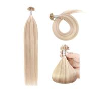 Pre Bonded Hair Extensions 16 Inch Straight Remy Real Human Hair U Tip Keratin Hair Extensions (50g #18/613 Ash Blonde Mix Bleach Blonde)