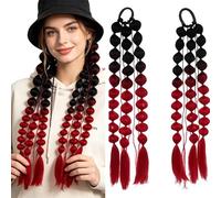Pre-braided Y2K Ombre Bubble Ponytail Braids 2 Pack 21 Inch with Golden Threads, Colorful Lantern Pigtails Hair Extensions for Women Girls Party Stage Cosplay Photoshoot