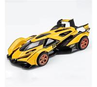 Pre Built Scaled Model 1:32 For Lamborghini V12 Vision Gt Gran Turismo Supercar Alloy Model Car Diecast Sound Light Toys Children Gifts Simulation Replicas(Yellow)