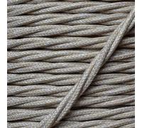 PRE-CUT 3 Meter Length Vintage Styled British Clean Linen Effect Coloured Cloth Covered Braided Twist Flex - Electric Cable 3 Core; Electrical Wire 3Amp; Lighting Flex 0.50mm