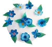 .' PRE-CUT BEAUTIFUL BLUE FLOWERS & LEAVES EDIBLE WAFER PAPER PRECUT CUPCAKE CAKE TOPPERS BIRTHDAY PARTY WEDDING BABY SHOWER DECORATIONS (Flowers & Leaves)