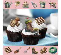 Pre-Cut Gardening Tools For Gardener Cupcake Toppers x 24