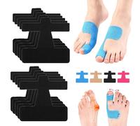 Pre-Cut Hallux Valgus Kinesiology Tape, Big Toe Support Straightener Straps, Waterproof Breathable Athletic Tape for Big Toe Alignment(Black,80PCS)