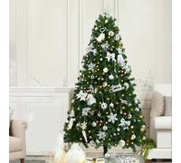 Pre-Decorated Green Artificial Christmas Tree, 5/6/7ft, Holiday Decorative Tree with Foldable Stand, Easy to Storage(180cm/6ft)