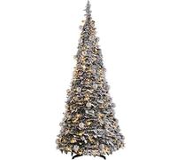 Pre Decorated Pop-Up Snow Flocked Christmas Tree, 150 Warm White LED