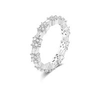 Pre Engagement Ring, Anillo para Mujer 18K White Gold with Rectangle And Round Diamond Size V 1/2