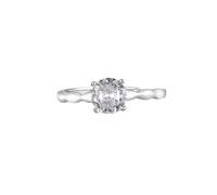 Pre Engagement Ring, Best Friend Promise Rings Solitaire with Round Shape Moissanite 18K White Gold Size L 1/2
