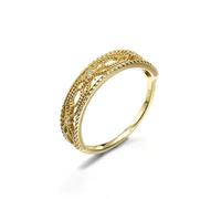 Pre Engagement Ring, Fashion Rings Vintage Hollow Pattern with Diamond 14K Yellow Gold Size P 1/2