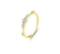 Pre Engagement Ring, Gold Wedding Ring Set Dainty Round Diamond 14K Yellow Gold Size S 1/2