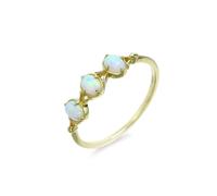 Pre Engagement Ring, Gold Wedding Rings for Her Elegant 4 Prong Oval Created Opal 14K Yellow Gold Size S 1/2